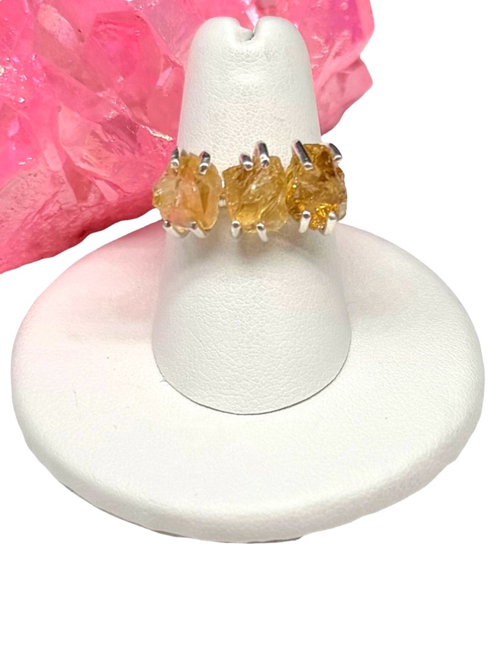 Citrine Ring Size 7 Solid 925 Sterling Silver Raw Rough Natural Stone
